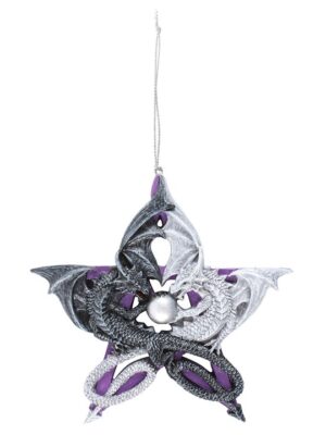 Pentagram Dragon Hanging Ornament by Anne Stokes