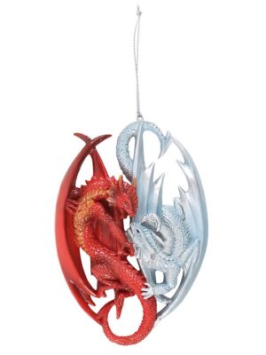 Fire and Ice Dragon Hanging Ornament by Anne Stokes