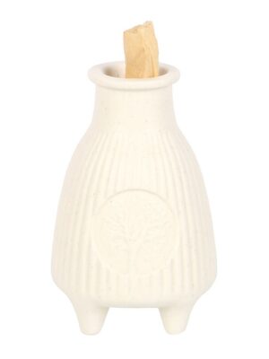 Cream Ribbed Palo Santo Burner