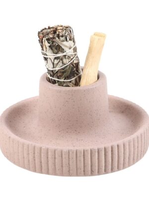 Greige Ribbed Smudge Bowl