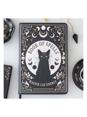 Black Cat Magick Book of Spells A5 Notebook with Pen