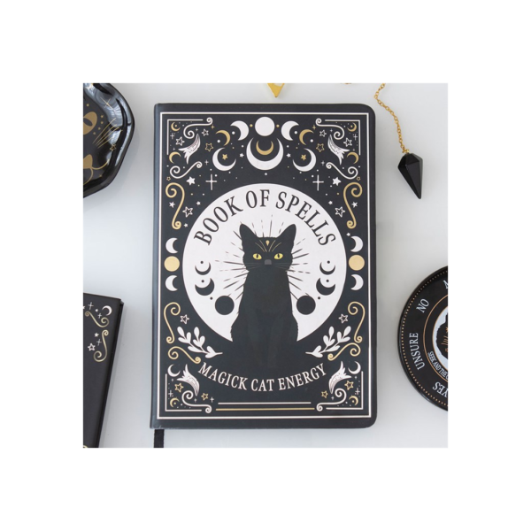 Black Cat Magick Book of Spells A5 Notebook with Pen