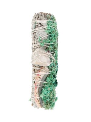 6in Ritual Wand Smudge Stick with White Sage, Abalone and Quartz