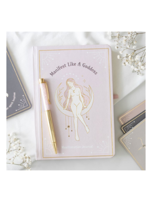 Goddess Energy A5 Manifestation Journal and Rose Quartz Crystal Pen Goddess Energy A5 Manifestation Journal and Rose Quartz Crystal Pen - Meditation Decor