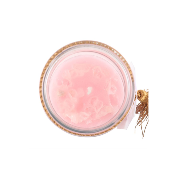 Mystic Rose Tube Candle with Rose Quartz Crystals - Meditation Decor - View 4