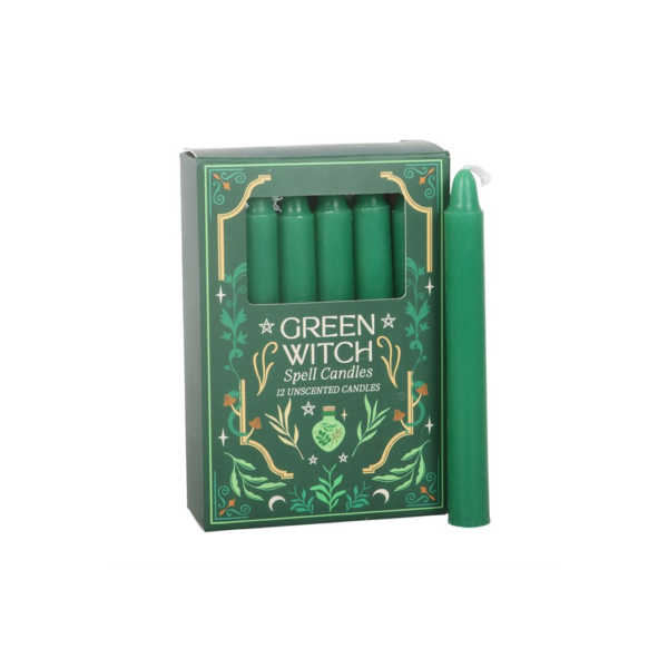 Pack of 12 Green Witch Spell Candles - Witchcraft Ritual - View 2