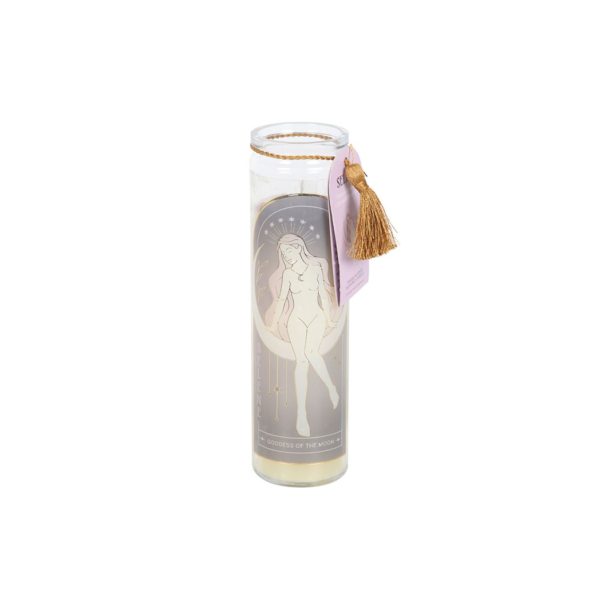 Selene Goddess Tube Candle with Amethyst Crystals - Meditation Decor - View 2