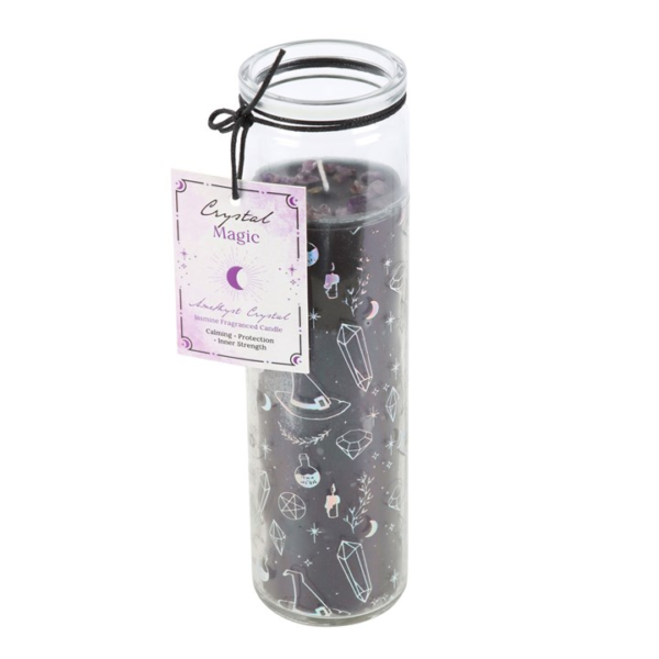 Crystal Witch Jasmine Tube Candle with Amethyst Chips - Witchcraft Ritual - View 2