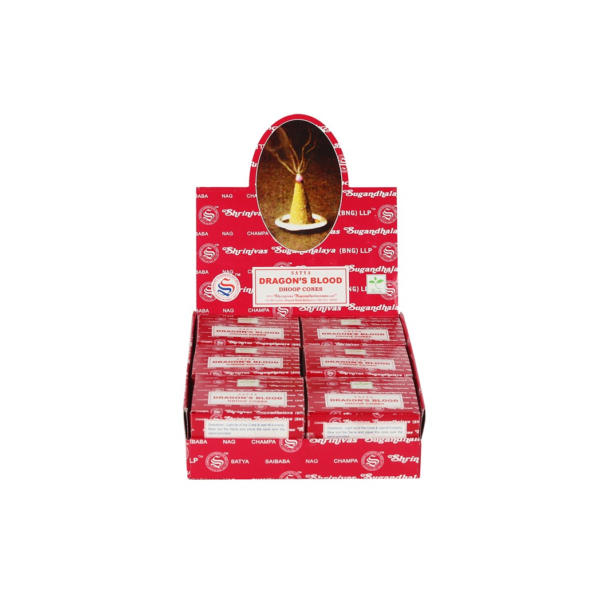 Set of 12 Dragons Blood Dhoop Incense Cones by Satya (6/30) Set of 12 Dragons Blood Dhoop Incense Cones by Satya (6/30) - Aromatherapy