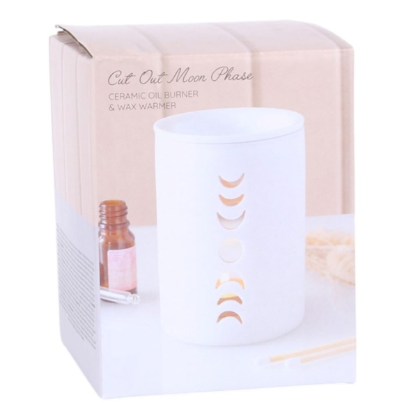 White Moon Phase Cut Out Oil Burner and Wax Warmer - Witchcraft Ritual - View 5