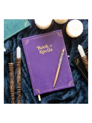 Book of Spells Journal with Amethyst Crystal Pen - Witchcraft Ritual