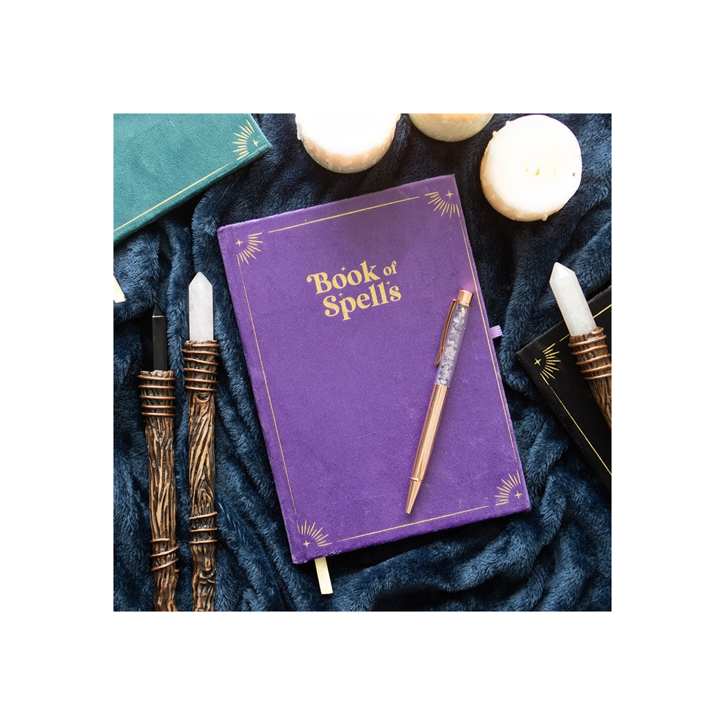 Book of Spells Journal with Amethyst Crystal