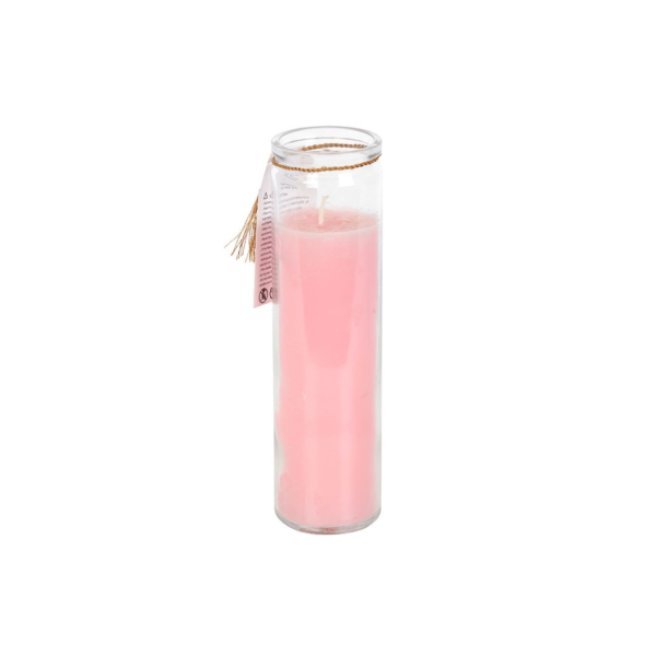 Mystic Rose Tube Candle with Rose Quartz Crystals - Meditation Decor - View 3