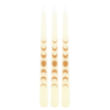 Set of 3 Off White Moon Phases Taper Dinner Candles - Witchcraft Ritual - View 3