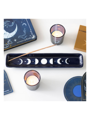 Blue Moon Phase Ceramic Incense Ash Catcher - Witchcraft Ritual