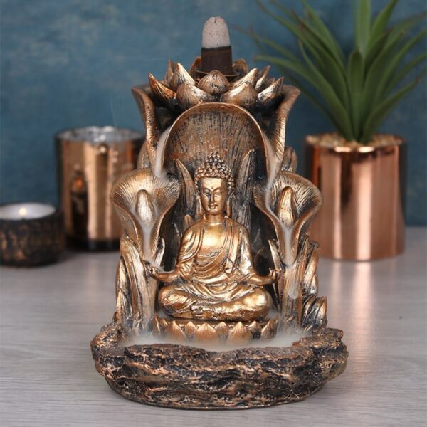 Bronze Buddha Backflow Incense Burner - Meditation Decor - View 4