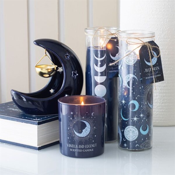 Blue Moon Phase Fig & Vanilla Scented Glass Tube Candle - Witchcraft Ritual - View 5