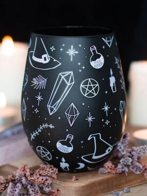 Crystal Witch Print Stemless Glass - Witchcraft Ritual