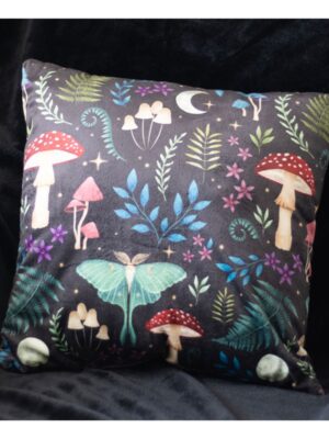 35cm Square Dark Forest Print Cushion - Gothic Decor