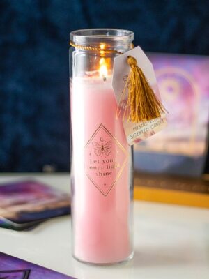 Mystic Rose Tube Candle with Rose Quartz Crystals Mystic Rose Tube Candle with Rose Quartz Crystals - Meditation Decor