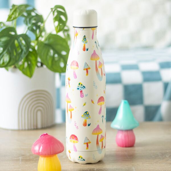 Funky Fungi Mushroom Print Metal Water Bottle - Spiritual Home Decor