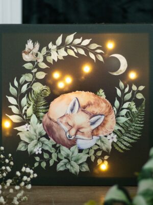 Sleeping Fox Light Up Canvas Plaque - Witchcraft Ritual