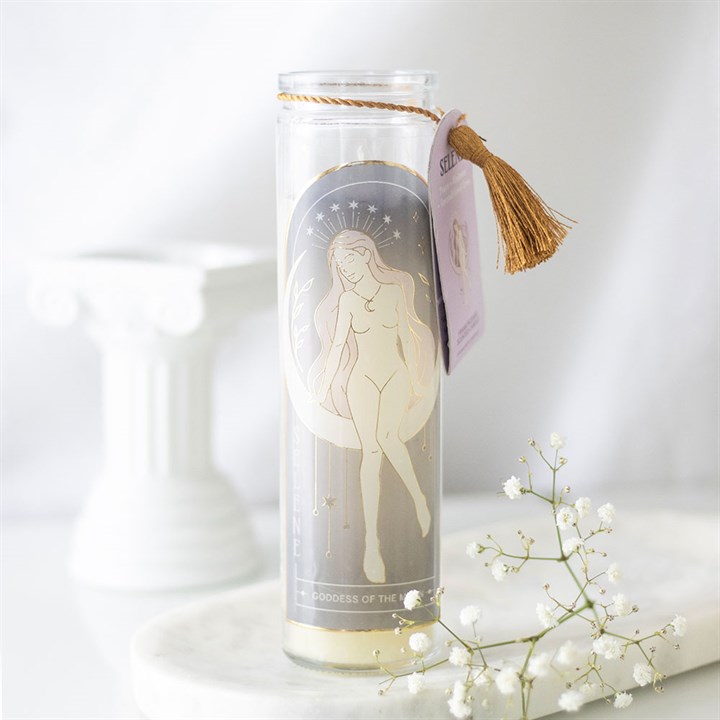 Selene Goddess Tube Candle with Amethyst
