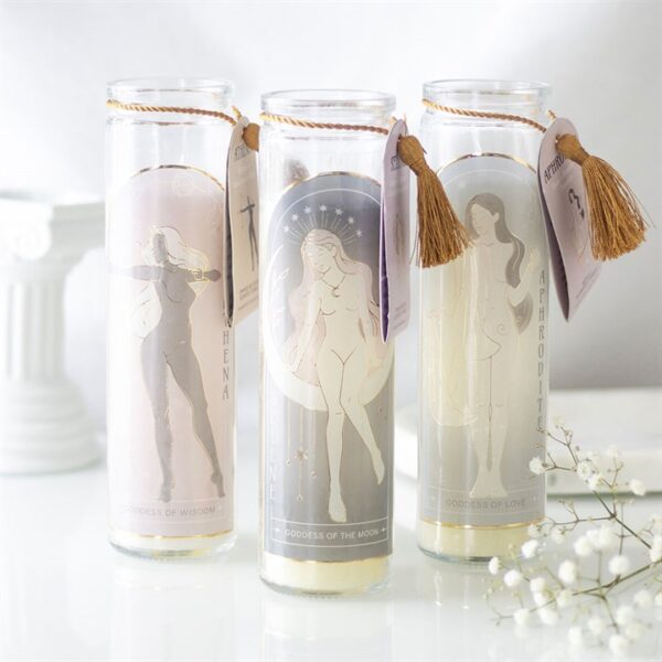 Selene Goddess Tube Candle with Amethyst Crystals - Meditation Decor - View 5