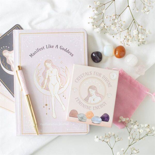 Goddess Energy A5 Manifestation Journal and Rose Quartz Crystal Pen - Meditation Decor - View 6