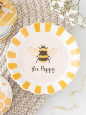 Striped Bee Happy Trinket Dish Striped Bee Happy Trinket Dish - Spiritual Home Decor