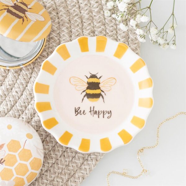 Striped Bee Happy Trinket Dish Striped Bee Happy Trinket Dish - Spiritual Home Decor