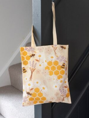 Honey Bee Print Tote Bag Honey Bee Print Tote Bag - Spiritual Home Decor