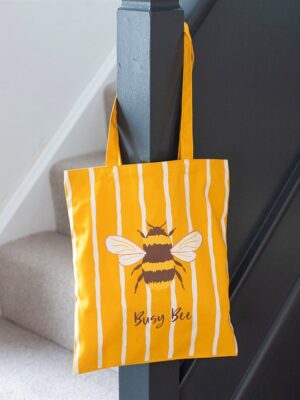 Striped Busy Bee Tote Bag Striped Busy Bee Tote Bag - Spiritual Home Decor