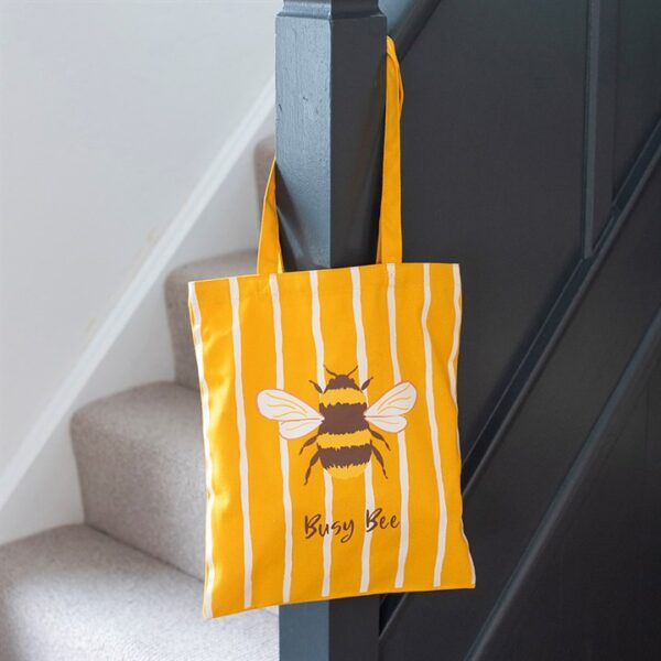 Striped Busy Bee Tote Bag Striped Busy Bee Tote Bag - Spiritual Home Decor