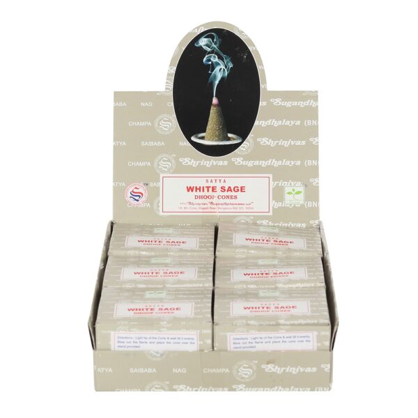 Set of 12 White Sage Dhoop Cones by Satya (6/30) - Spiritual Home Decor