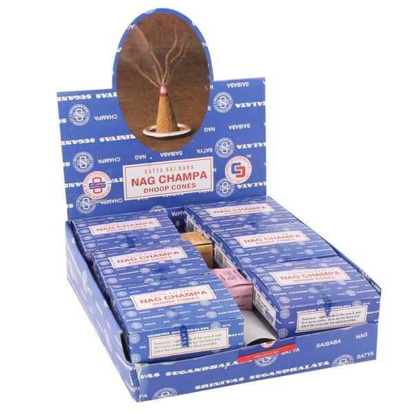 Set of 12 Nagchampa Dhoop Cones by Satya (6/30) - Spiritual Home Decor