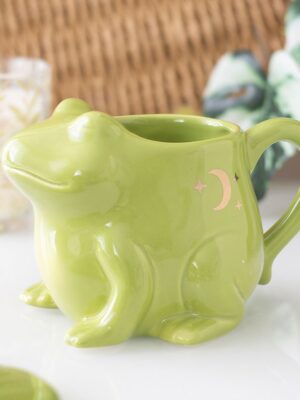 Luna Frog Shaped Mug and Lily Pad Saucer - Ceramic Mug