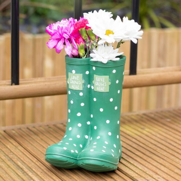 Dark Green Welly Boot Planter Dark Green Welly Boot Planter - Gothic Decor