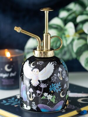 Night Flight Owl Print Ceramic Plant Mister - Gothic Decor