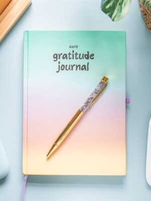 Multicoloured Gratitude Journal with Amethyst Pen Multicoloured Gratitude Journal with Amethyst Pen - Meditation Decor
