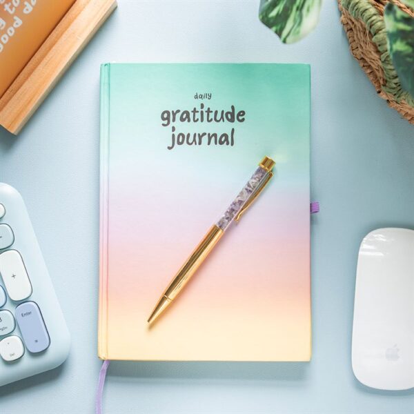 Multicoloured Gratitude Journal with Amethyst Pen Multicoloured Gratitude Journal with Amethyst Pen - Meditation Decor