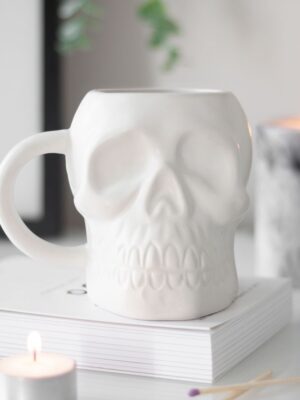 Matte White Skull Mug - Ceramic Mug