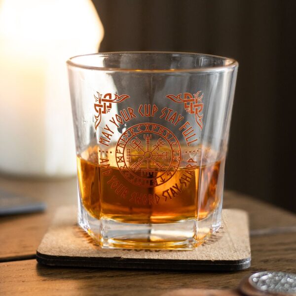 Viking Compass Lowball Drinking Glass with Coaster Viking Compass Lowball Drinking Glass with Coaster - Spiritual Home Decor