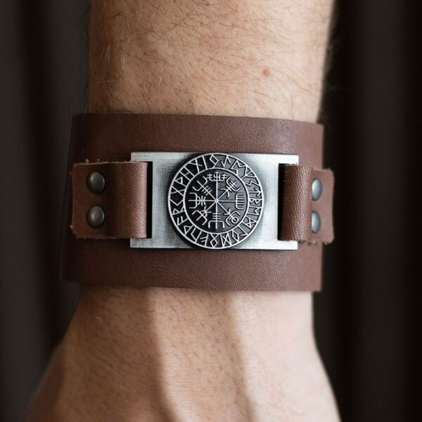 Viking Compass Leather Cuff Bracelet Viking Compass Leather Cuff Bracelet - Jewelry