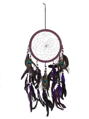 Purple Peacock Feather Dreamcatcher - Spiritual Home Decor