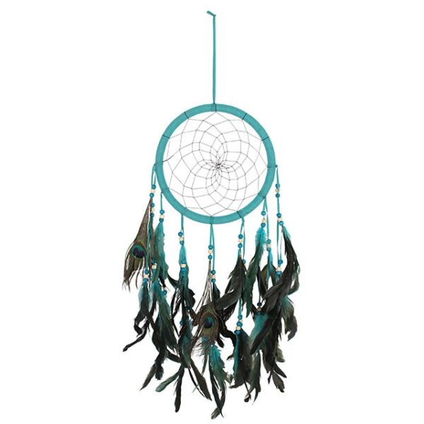 Turquoise Peacock Feather Dreamcatcher Turquoise Peacock Feather Dreamcatcher - Spiritual Home Decor