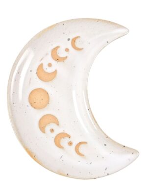 12cm Moon Phase Crescent Ceramic Trinket Tray - Witchcraft Ritual