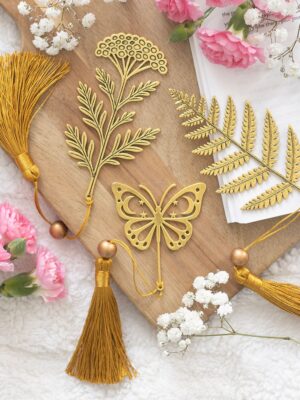 Set of 24 Luna Bloom Metal Leaf Bookmarks - Book Decor