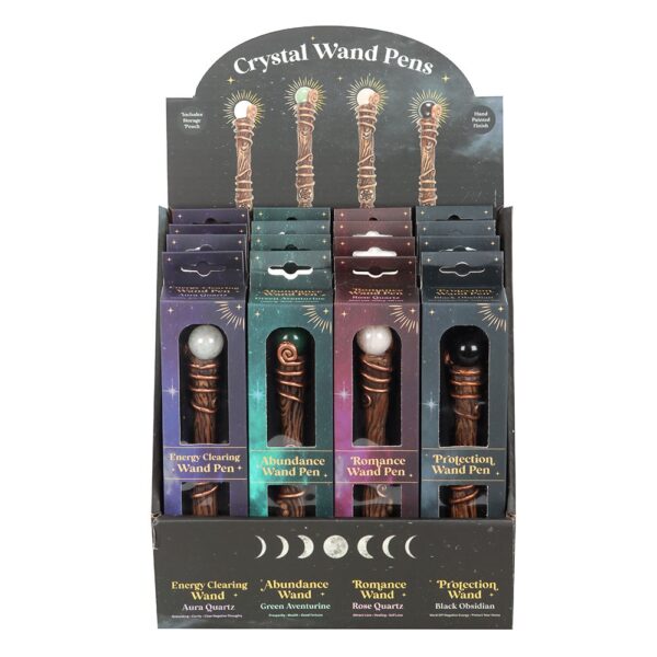 Set of 16 Crystal Wand Pens in Display Set of 16 Crystal Wand Pens in Display - Crystal Healing