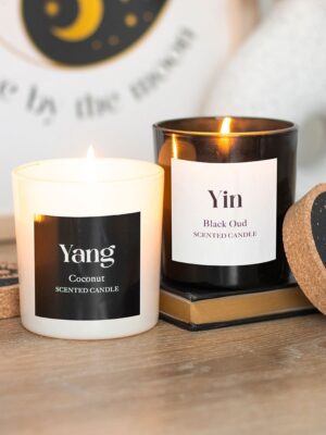 Set of 2 Yin Yang Black Oud and Coconut Candles - Aromatherapy